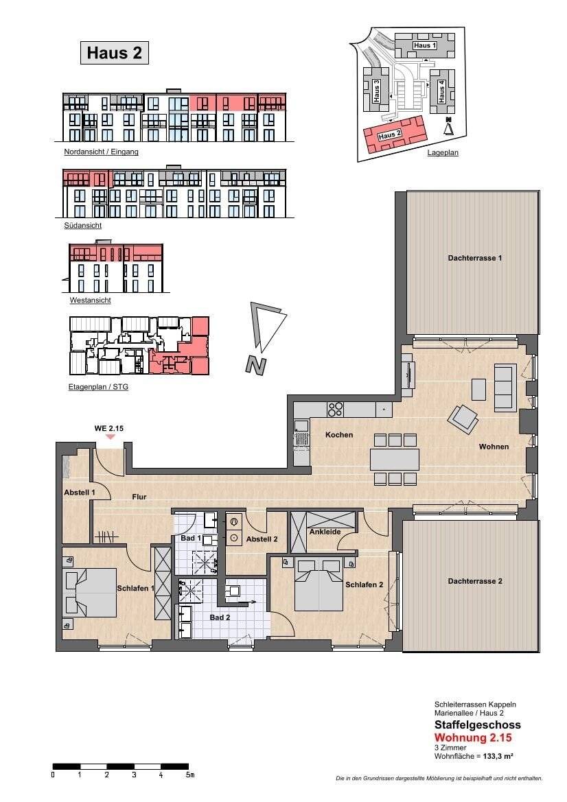 Penthouse zur Miete 1.733 € 3 Zimmer 133,3 m²<br/>Wohnfläche 2.<br/>Geschoss ab sofort<br/>Verfügbarkeit Kappeln 24376