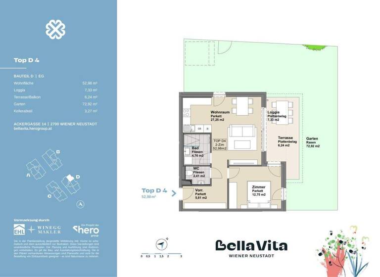 Wohnung zum Kauf provisionsfrei 294.900 € 2 Zimmer 53 m² EG Ackergasse 14 Wiener Neustadt 2700