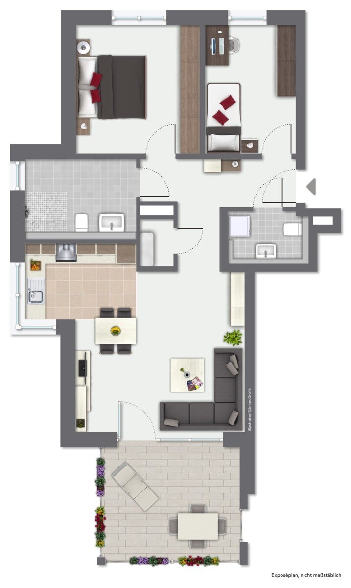 Terrassenwohnung zum Kauf 352.000 € 3 Zimmer 83,2 m²<br/>Wohnfläche Lindenhof Oberndorf-Lindenhof 78727