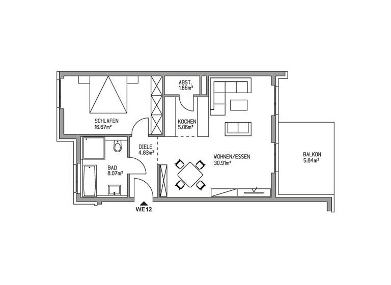 Wohnung zum Kauf 397.000 € 2,5 Zimmer 73,2 m² 2. Geschoss Höntrop Bochum / Höntrop 44869