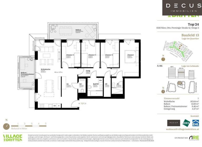 Wohnung zum Kauf - Erstbezug 951.000 € 5 Zimmer 110,6 m² 5. Geschoss Wien 1030