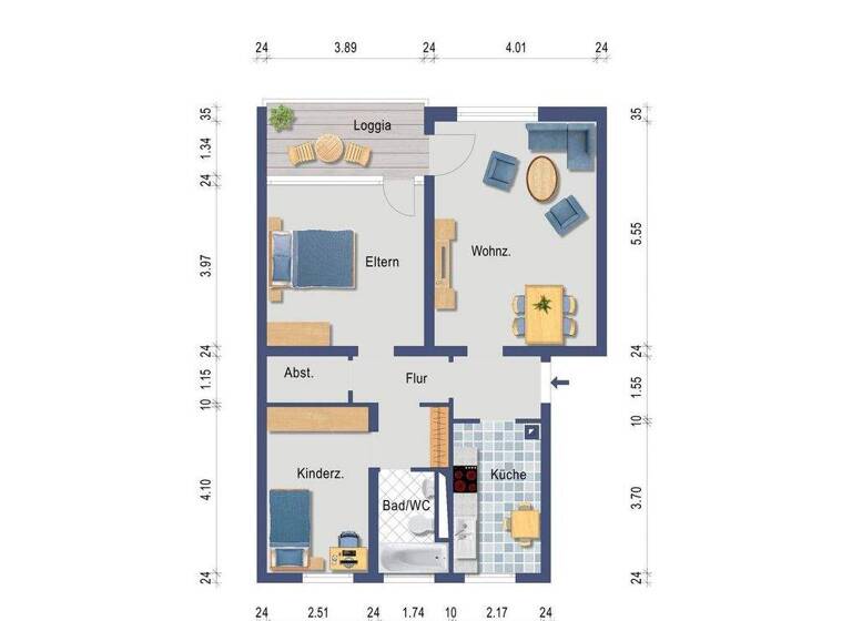 Wohnung zum Kauf 199.000 € 3 Zimmer 74 m² Beethovenstraße 14 Crailsheim 74564