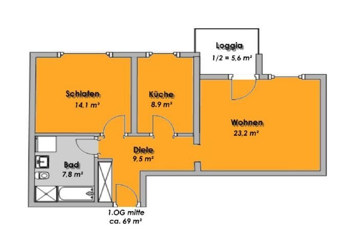 Wohnung zur Miete 850 € 2 Zimmer 69 m²<br/>Wohnfläche 1.<br/>Geschoss Sturmstr. 13 Glockenhof Nürnberg 90478