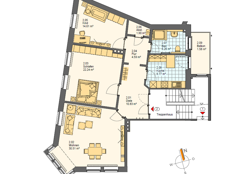 Wohnung zur Miete 900 € 102 m² 1. Geschoss frei ab sofort Katzengasse 1 Soest 59494