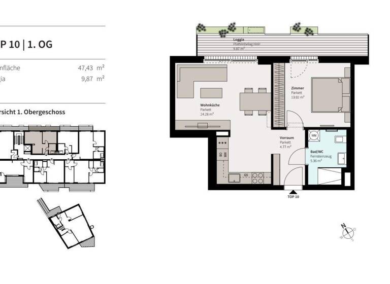 Wohnung zum Kauf 265.000 € 2 Zimmer 47,4 m² 1. Geschoss Erzherzog Karl Strasse 74 Wien 1220