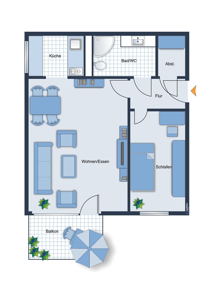 Wohnung zum Kauf 320.000 € 1,5 Zimmer 42 m²<br/>Wohnfläche 8.<br/>Geschoss St. Ulrich München 80687