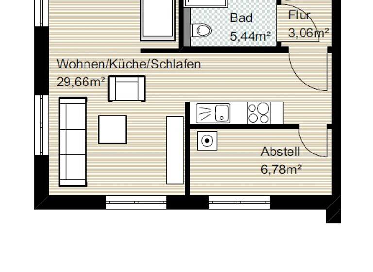 Wohnung zur Miete 795 € 1 Zimmer 44,9 m²<br/>Wohnfläche EG<br/>Geschoss Kirchweg 55 Henstedt-Ulzburg 24558