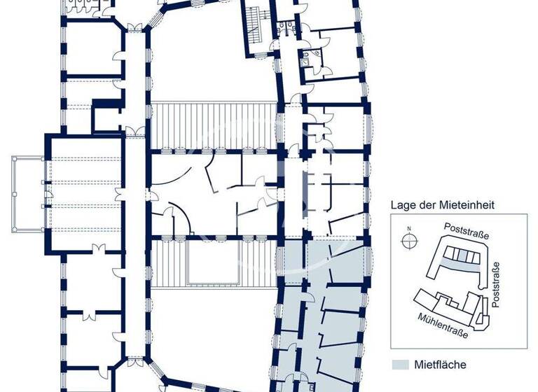 Bürofläche zur Miete provisionsfrei 13,50 € 4 Zimmer 150 m² Bürofläche Poststraße 1-3 Innenstadt Oldenburg 26122