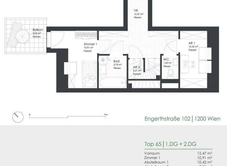 Maisonette zur Miete 1.651 € 4 Zimmer 118,3 m² 7. Geschoss Engerthstraße 102 Wien 1200