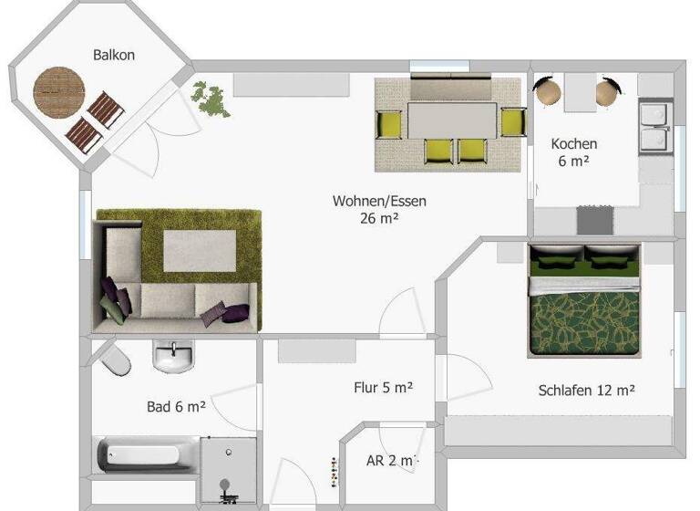 Wohnung zum Kauf 241.000 € 2,5 Zimmer 57,8 m² 1. Geschoss Geisenhausen 84144