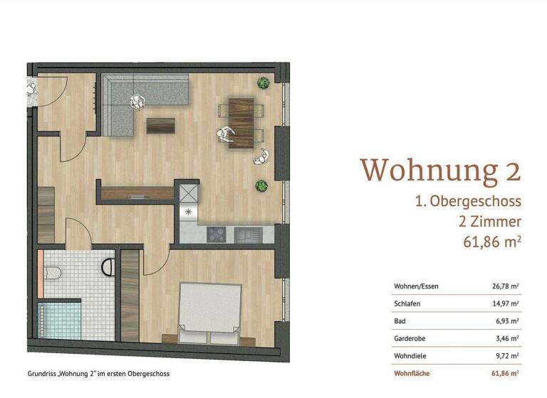 Wohnung zum Kauf provisionsfrei 269.000 € 2 Zimmer 61,9 m² 1. Geschoss Mühlenstraße 5 Drensteinfurt 48317