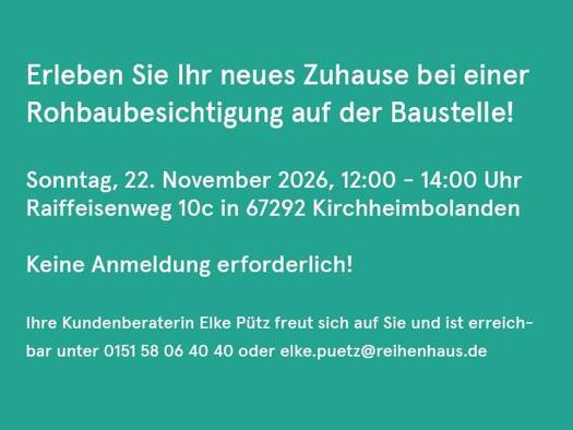 Reihenendhaus zum Kauf - Erstbezug provisionsfrei 339.990 € 4 Zimmer 120 m² 442,5 m² Grundstück frei ab 01.12.2026 Raiffeisenweg 6 G Kirchheimbolanden Kirchheimbolanden 67292