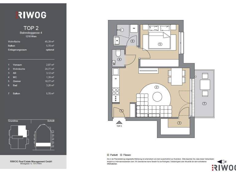 Wohnung zum Kauf - Erstbezug 269.000 € 2 Zimmer 45,4 m² 1. Geschoss Bahnsteggasse 4 Wien 1210