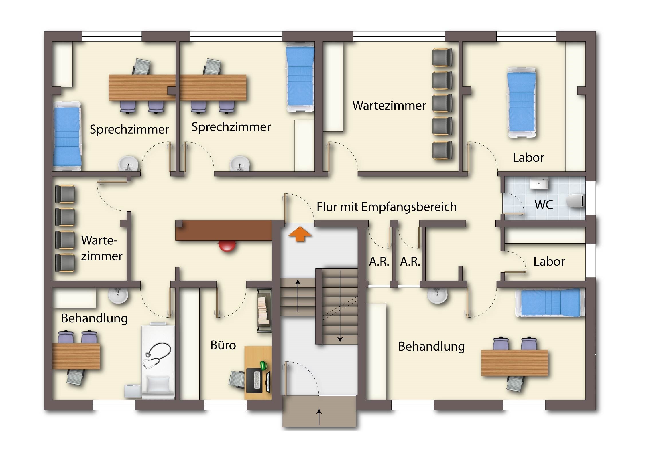 Praxis zur Miete provisionsfrei 1.760 € 8 Zimmer 153 m²<br/>Bürofläche Lichtenbroich Düsseldorf 40472