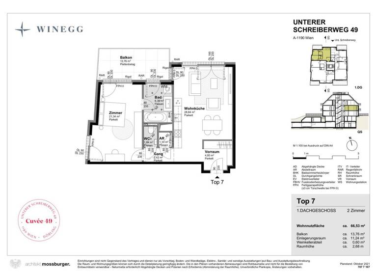 Wohnung zum Kauf - Erstbezug 765.000 € 2 Zimmer 66,5 m² 2. Geschoss Unterer Schreiberweg 49 Wien 1190