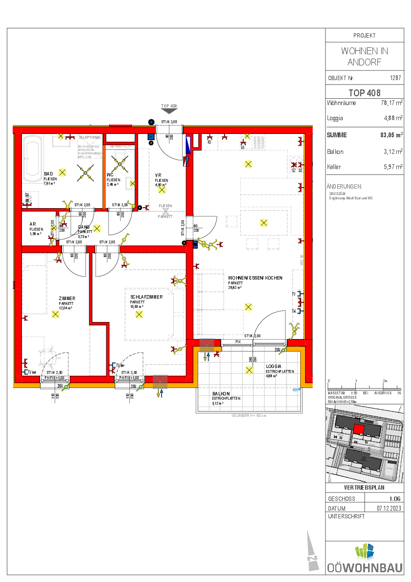 Wohnung zur Miete 919 € 3 Zimmer 78,2 m²<br/>Wohnfläche 1.<br/>Geschoss Raaber Straße 26 + 28 Andorf 4770