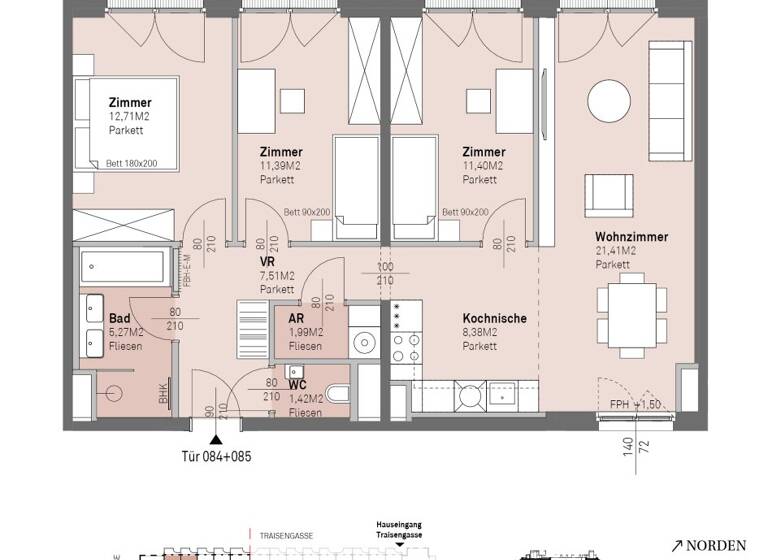 Wohnung zum Kauf - Erstbezug 595.300 € 4 Zimmer 81,5 m² 4. Geschoss frei ab 30.06.2028 Engerthstraße 111 Wien 1200