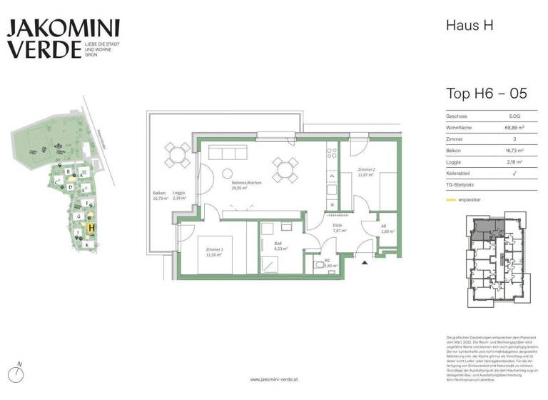 Wohnung zum Kauf - Erstbezug 369.000 € 3 Zimmer 68,9 m² 6. Geschoss Kasernstraße Jakomini Graz 8010