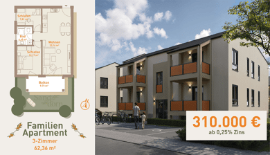 Wohnung zum Kauf - Neubau 310.000 € 3 Zimmer 62,4 m² Werneuchen Werneuchen 16356