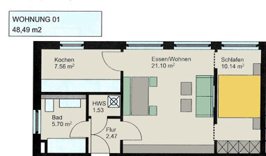 Wohnung zur Miete 430 € 2 Zimmer 48,5 m² 1. Geschoss frei ab 01.10.2024 Bodenkirchen Bodenkirchen 84155