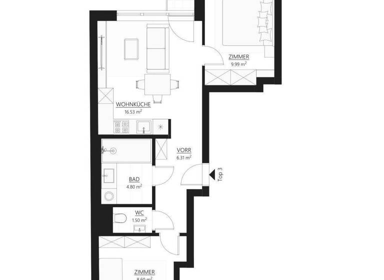 Wohnung zum Kauf 257.530 € 3 Zimmer 48,1 m² Wien 1100