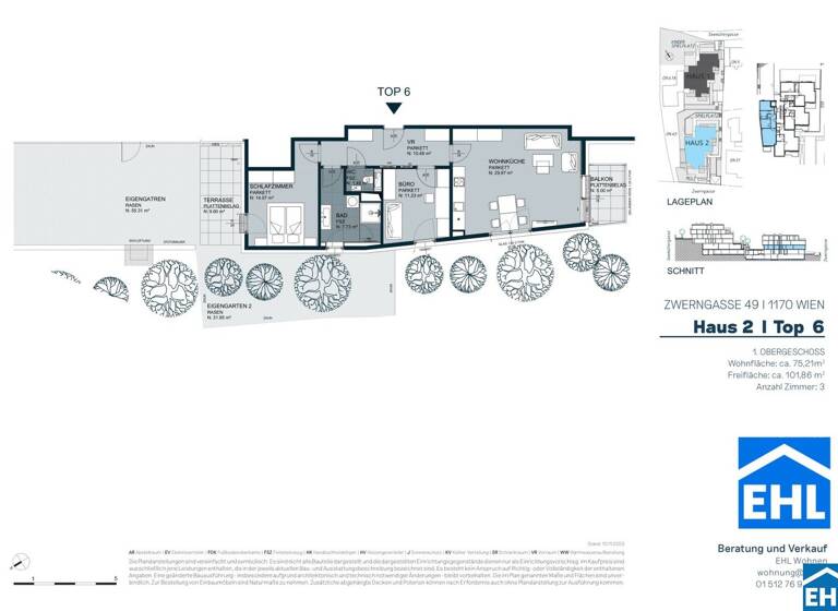 Wohnung zum Kauf - Erstbezug provisionsfrei 709.567 € 3 Zimmer 75,2 m² 1. Geschoss Zwerngasse Wien 1170
