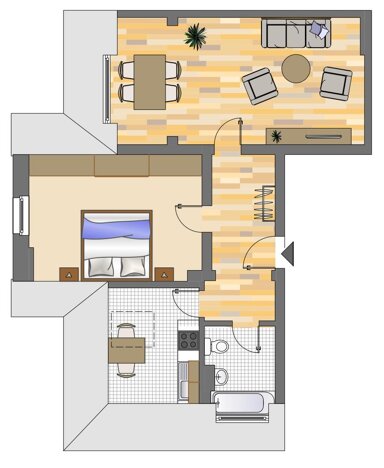 Wohnung zur Miete 459 € 2 Zimmer 61,8 m² 3. Geschoss frei ab 13.12.2024 Saarstraße 34 Sodingen - Kern Herne 44627