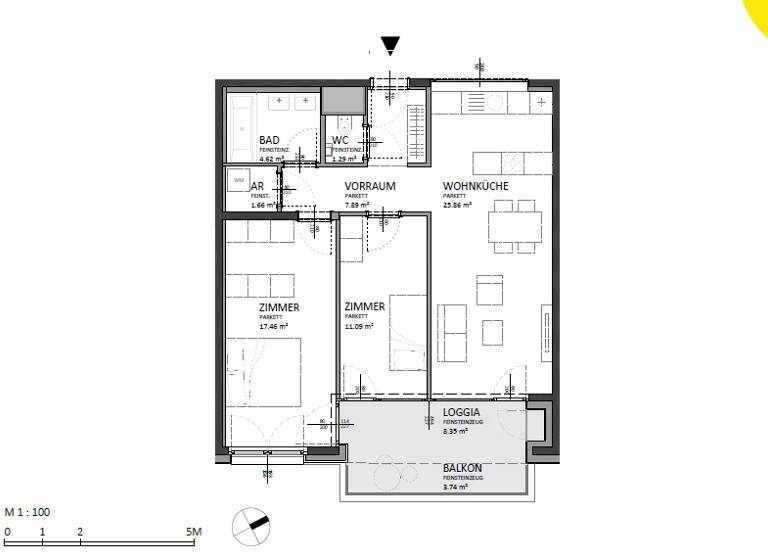 Wohnung zum Kauf 461.000 € 3 Zimmer 78,2 m² 4. Geschoss Josef-Deutsch-Strasse 5 Wien 1100