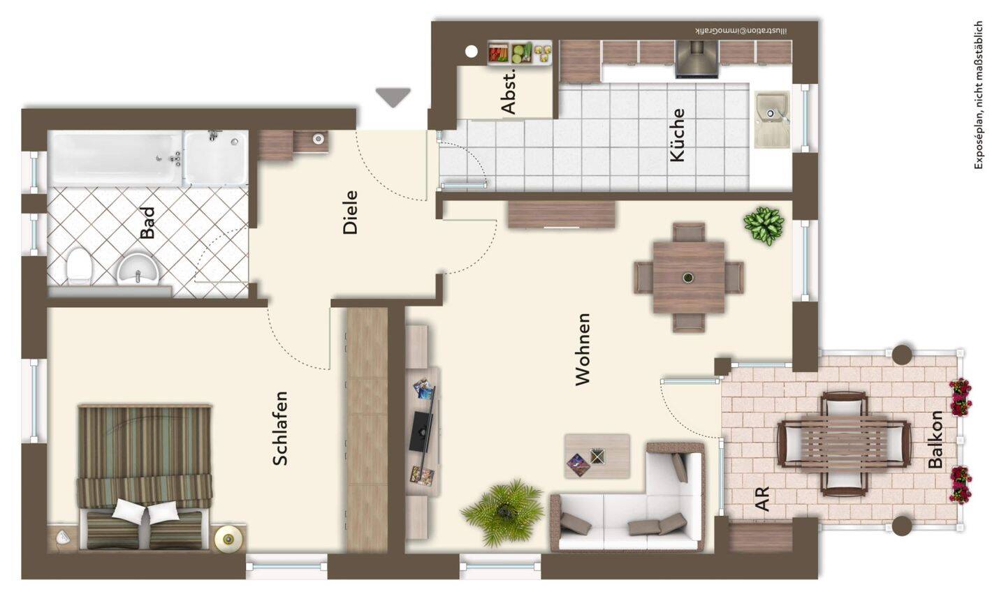 Schöne 2-Zimmer-Wohnung mit großem Balkon und Carport in Plattling