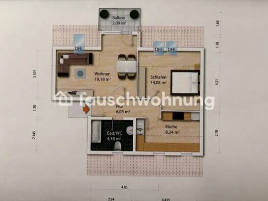 Wohnung zur Miete Tauschwohnung 497 € 2 Zimmer 54 m² 4. Geschoss Striesen-West Ortsamtsbereich Blasewitz 01307