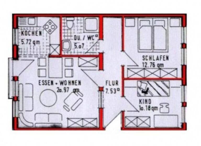 Wohnung zur Miete 436 € 3 Zimmer 62,2 m² 2. Geschoss frei ab sofort Langensalzaer Straße 11 Eisenach 99817