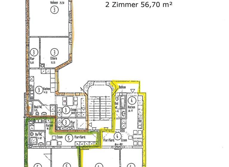 Wohnung zur Miete 299 € 2 Zimmer 56,7 m² 1. Geschoss Spiegelstraße 7 Bahnhofsvorstadt Zwickau 08056
