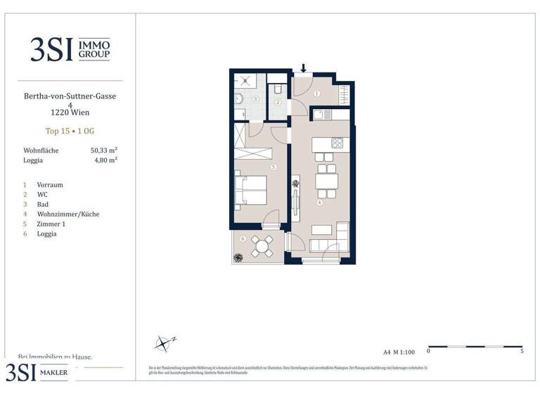Wohnung zum Kauf 299.000 € 2 Zimmer 50,3 m² 1. Geschoss Bertha-von-Suttner-Gasse 4 Wien 1220