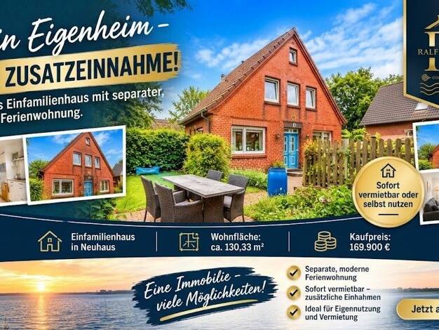 Einfamilienhaus zum Kauf 169.900 € 5,5 Zimmer 130,3 m² 158 m² Grundstück frei ab sofort Poststraße 3 Neuhaus 21785