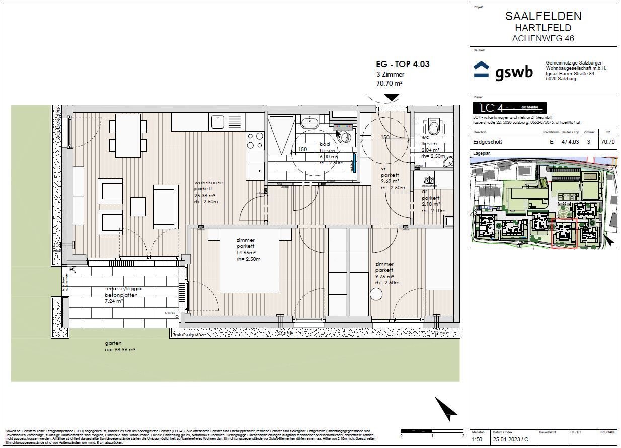 Wohnung zum Kauf provisionsfrei 487.288 € 3 Zimmer 70,7 m²<br/>Wohnfläche EG<br/>Geschoss Achenweg 46 Saalfelden am Steinernen Meer 5760