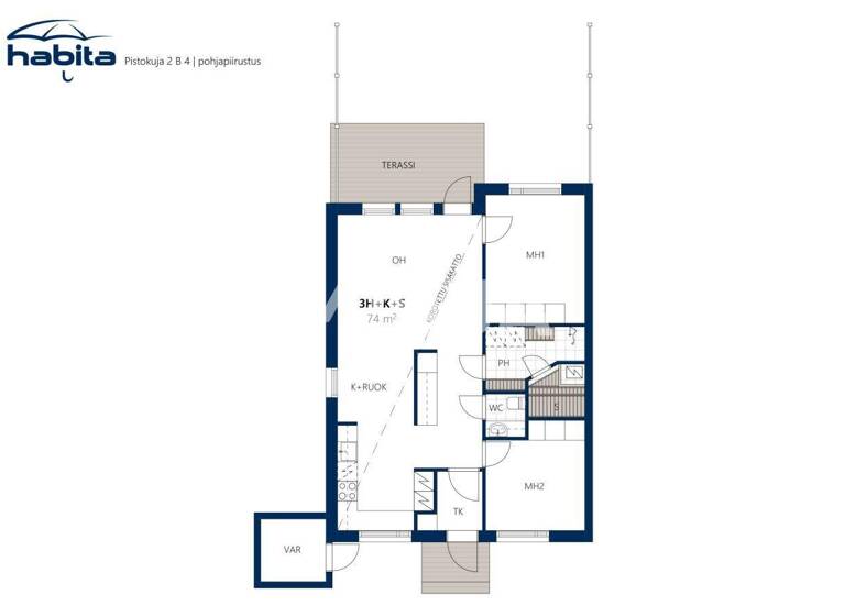 Reihenmittelhaus zum Kauf 88.000 € 3 Zimmer 74 m² 6.828 m² Grundstück Pistokuja 2 Tornio 95410