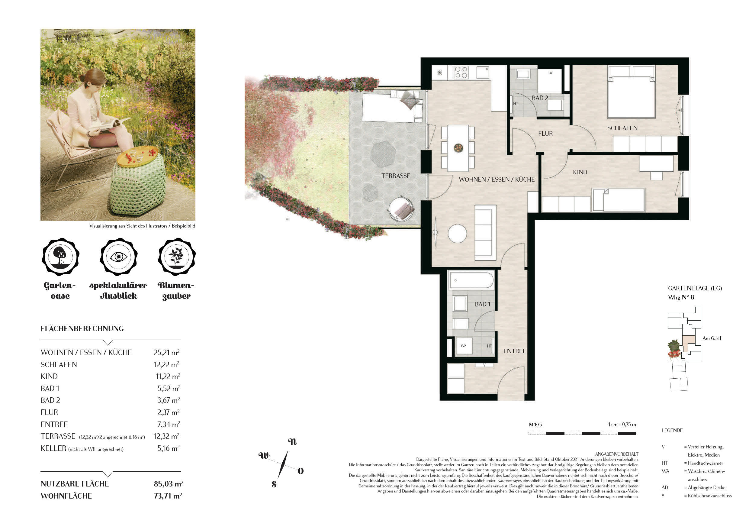 Wohnung zum Kauf provisionsfrei 649.900 € 3 Zimmer 73,7 m²<br/>Wohnfläche EG<br/>Geschoss Grafing Grafing bei München 85567