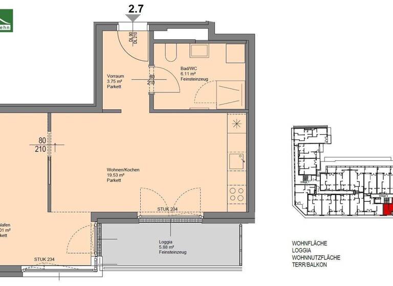 Studio zur Miete 512 € 1 Zimmer 42,4 m² 1. Geschoss frei ab 01.06.2026 Kremser Landstraße 24 St. Pölten 3100
