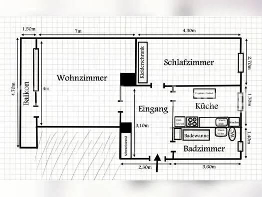Wohnung zur Miete Tauschwohnung 456 € 2 Zimmer 61 m² 1. Geschoss Wedding Berlin 13353