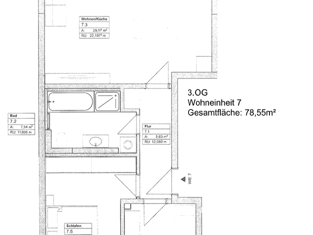 Wohnung zur Miete 950 € 3 Zimmer 74,2 m² 3. Geschoss Bergmannstraße Striesen-Ost Ortsamtsbereich Blasewitz 01309