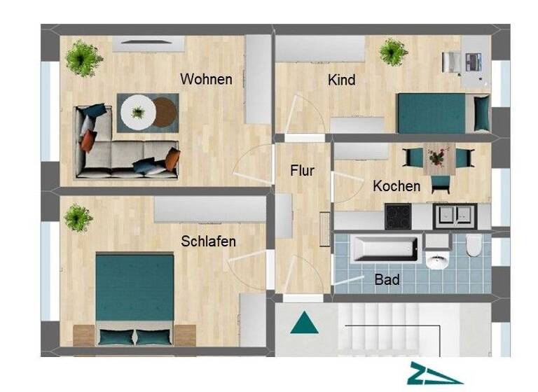 Wohnung zur Miete 350 € 3 Zimmer 58 m² EG Rosa-Luxemburg-Straße 17 Pößneck,Stadt Pößneck 07381