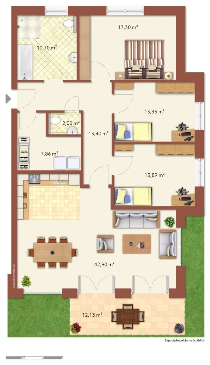 Wohnung zur Miete 1.400 € 4 Zimmer 127,5 m²<br/>Wohnfläche Langen Geestland-Langen 27607