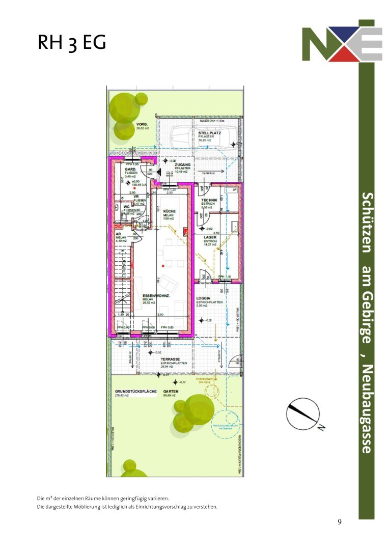 Reihenendhaus zur Miete 1.274 € 4 Zimmer 106,6 m²<br/>Wohnfläche Schützen am Gebirge 7081