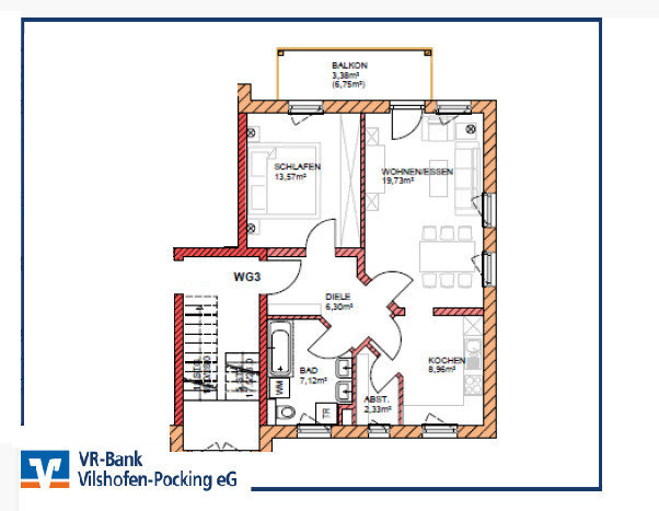 Wohnung zur Miete 566 € 2 Zimmer 59 m²<br/>Wohnfläche 1.<br/>Geschoss Windorf Windorf 94575