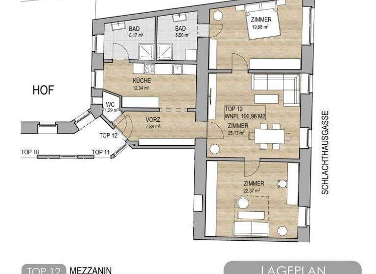 Wohnung zum Kauf 549.000 € 3 Zimmer 101 m² Markhofgasse Wien 1030