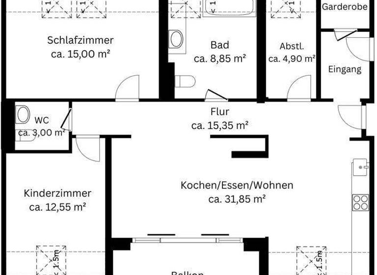 Wohnung zur Miete 1.300 € 3 Zimmer 99,2 m² Kösching 85092
