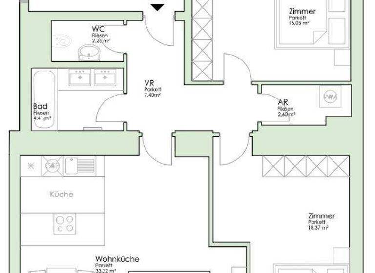 Wohnung zum Kauf 997.000 € 3 Zimmer 84,3 m² 4. Geschoss Wien 1030
