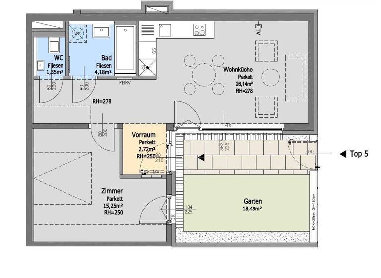 Wohnung zur Miete 778 € 2 Zimmer 50 m² EG Wien 1210