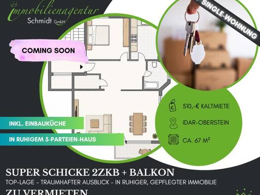 Wohnung zur Miete 510 € 2 Zimmer 70 m² 1. Geschoss Idar-Oberstein 55743