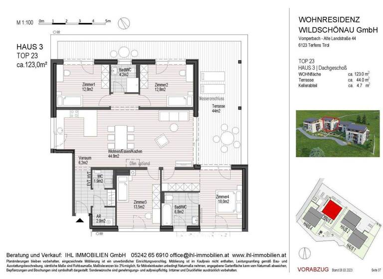 Penthouse zum Kauf - Erstbezug 5 Zimmer 123 m² 3. Geschoss Lenzen 239 Oberau 6311